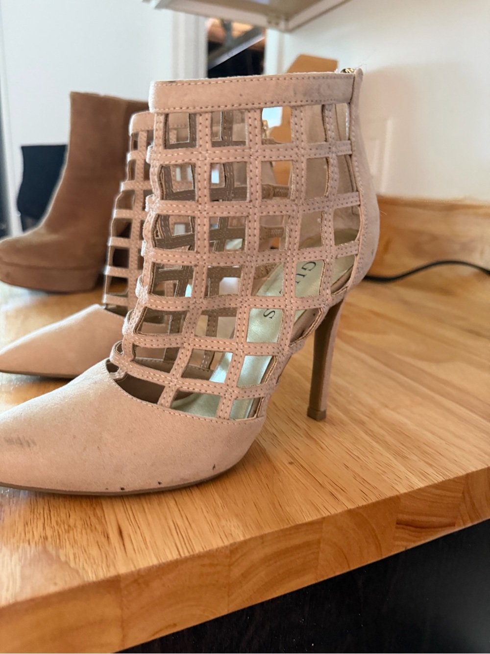 GUESS Blush Lattice Cutout Stiletto Ankle Boot